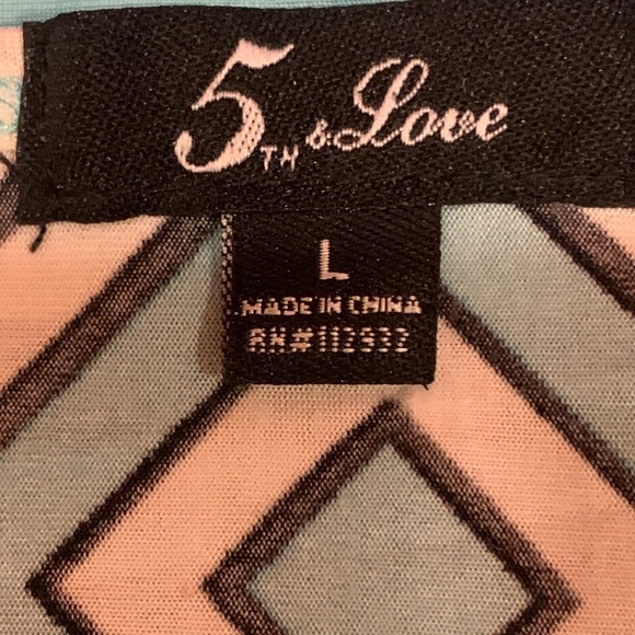 5TH & Love Geometric Patterned Dress in Blue and Black  Elastic Waist size Large - Picture 7 of 9